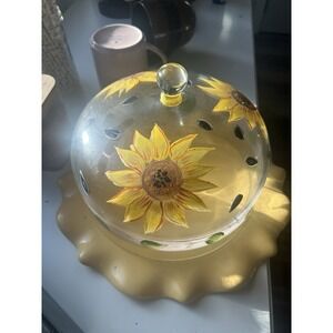 Sunflower Covered Cake Plate - Hand Painted